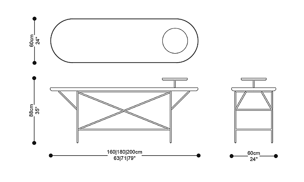 Image of the main dimensions of the product